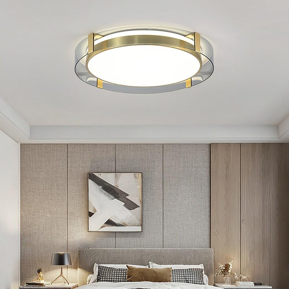 Circular Glass Copper LED Nordic Flush Mount Ceiling Light
