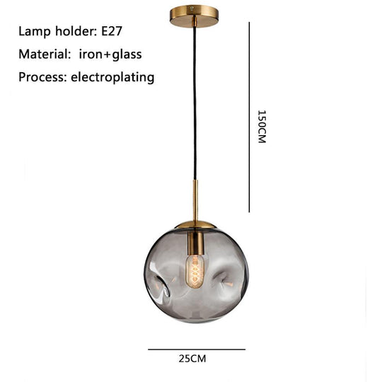 Electroplated Glass Globe Pendant Light – Modern LED Hanging Lamp