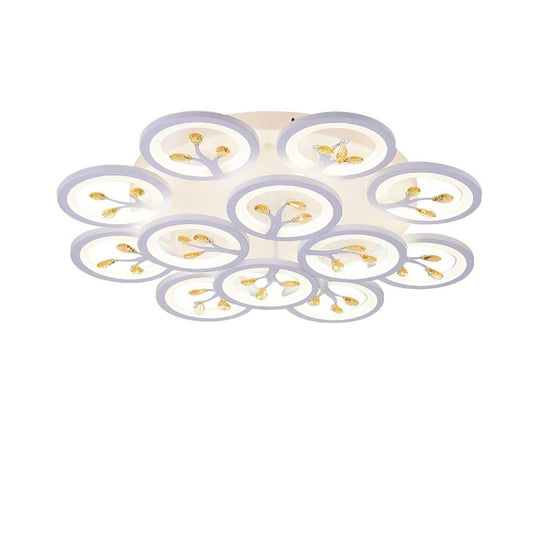16 Lights Flower Dimmable LED White Nordic Ceiling Light – Flush Mount