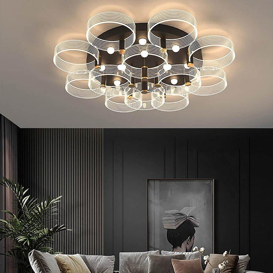 Circles Modernist LED Flush Mount Crystal Ceiling Light