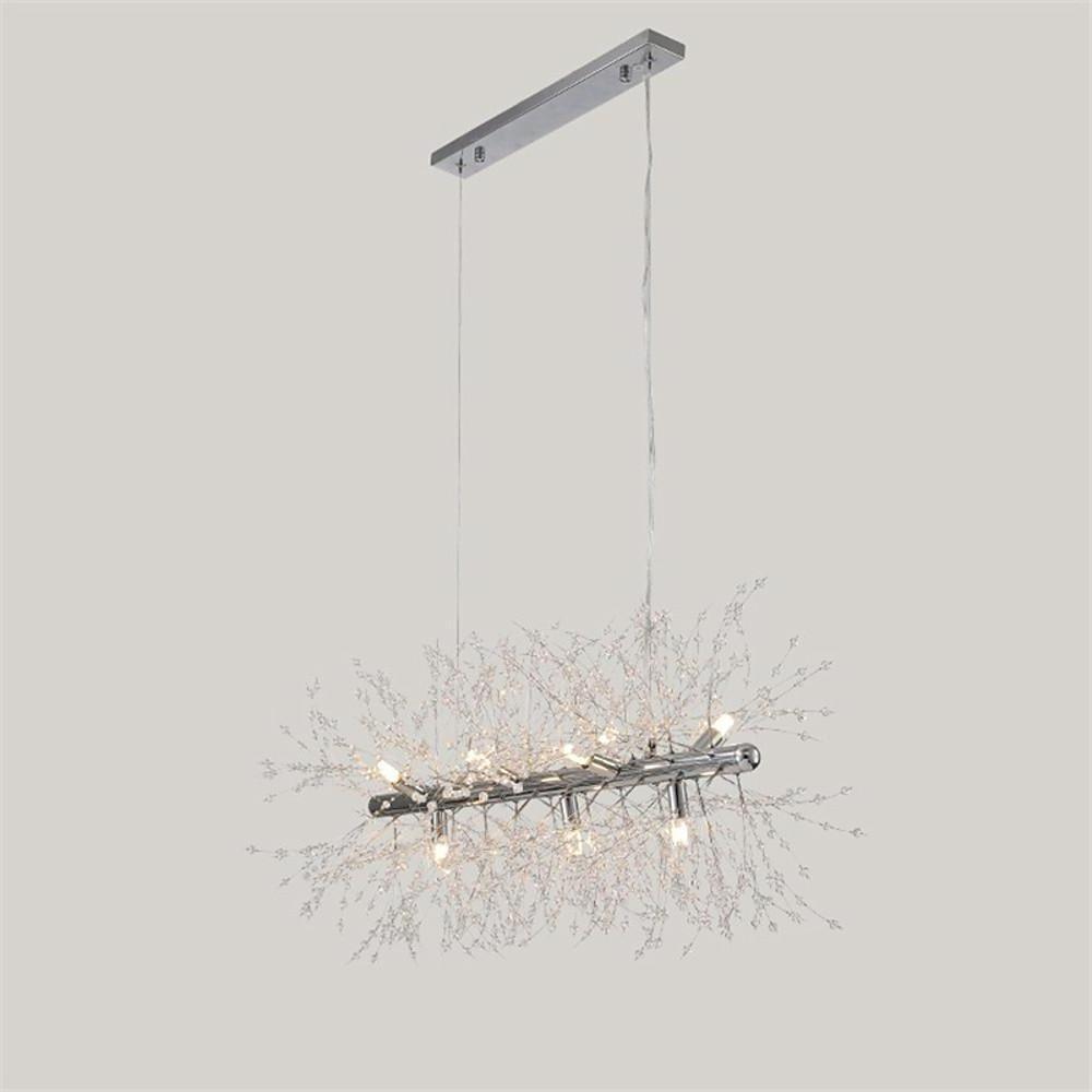 Luxury Modern LED Pendant Light – Electroplated Metal & Crystal Branch Design