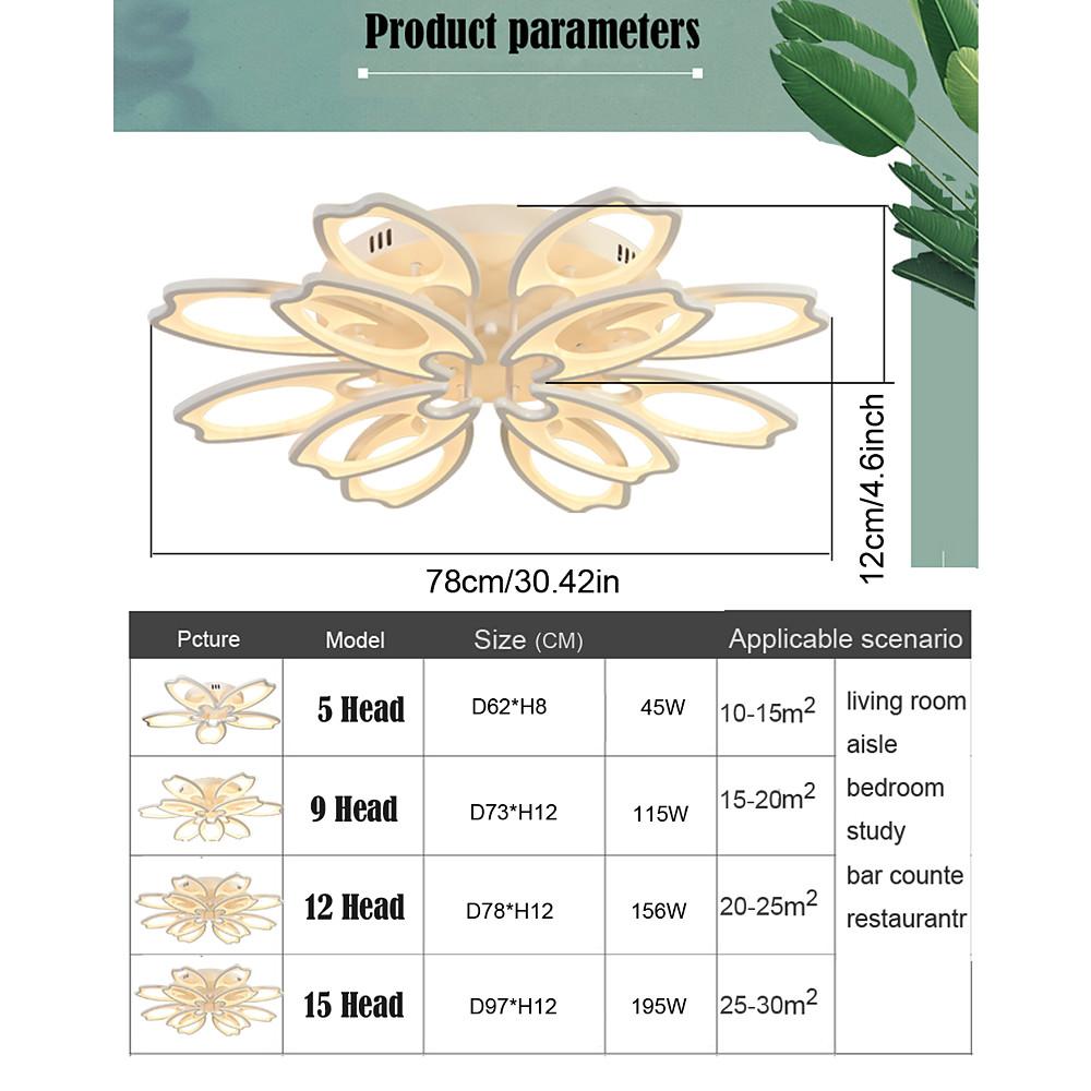 Flower Novelty Dimmable LED Modern Semi-Flush Mount Ceiling Light