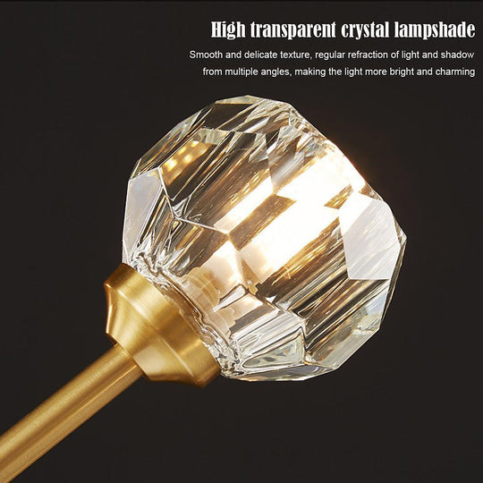 15-Light LED Crystal Copper Modern Sputnik Chandelier