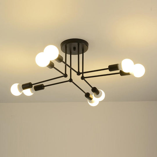 8-Light Modern Linear Gold Flush Mount LED Ceiling Light
