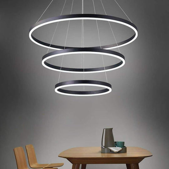 3 Circle Graduated Bedroom Chandeliers Remote Control Ceiling Light