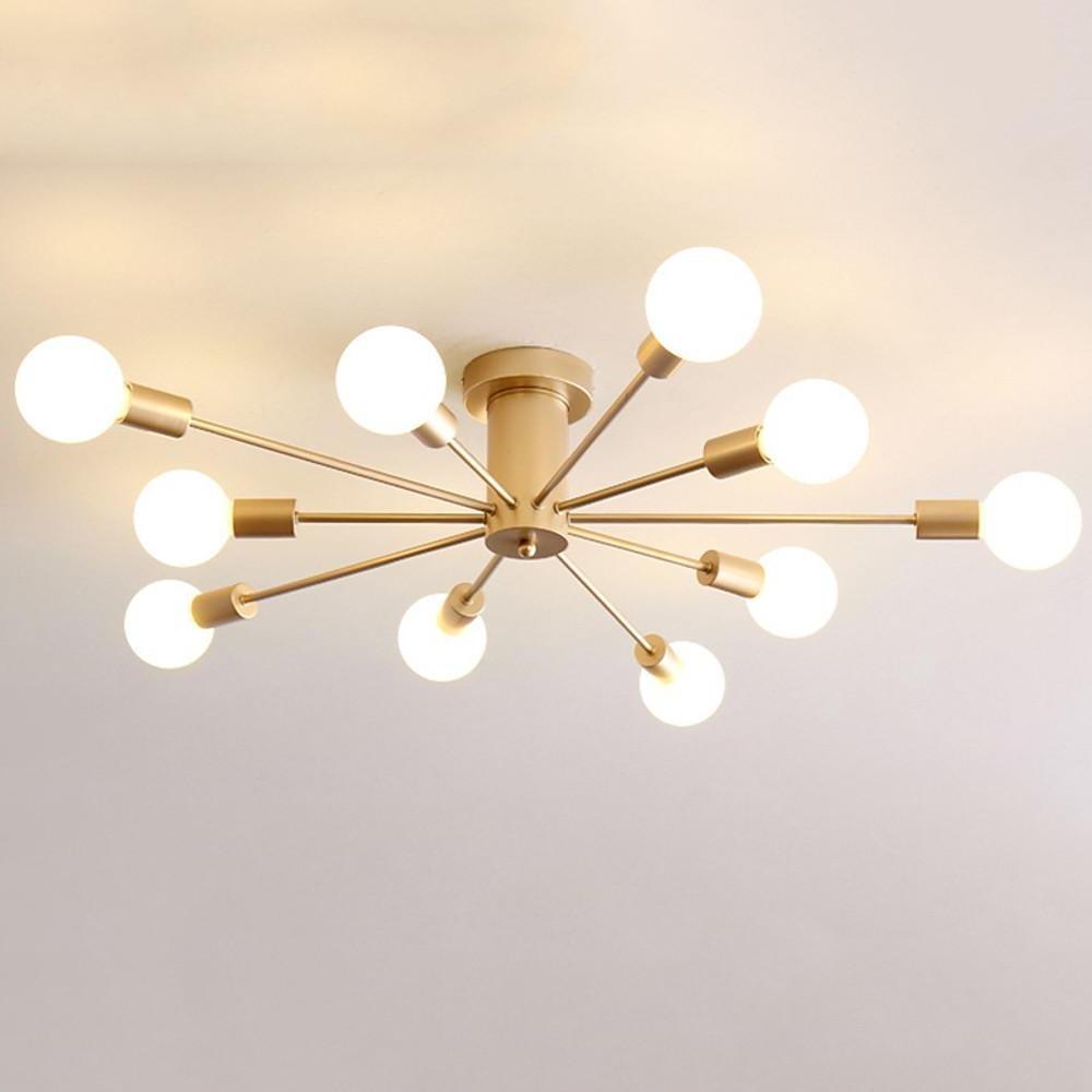 Metal Large Flush Mount Ceiling Light with 10 Sporadically Positioned LED/Incandescent Lights