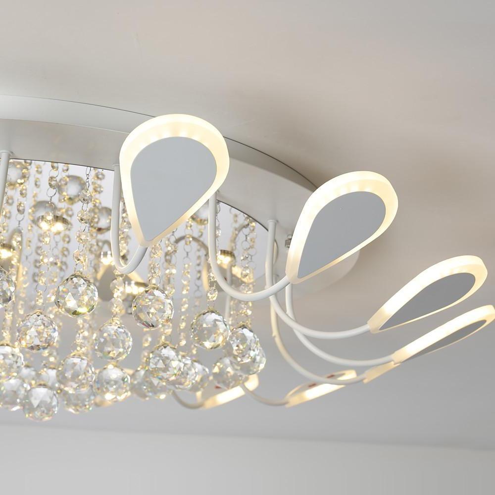 Flower Shaped Dimmable LED Crystal Flush Mount Ceiling Light