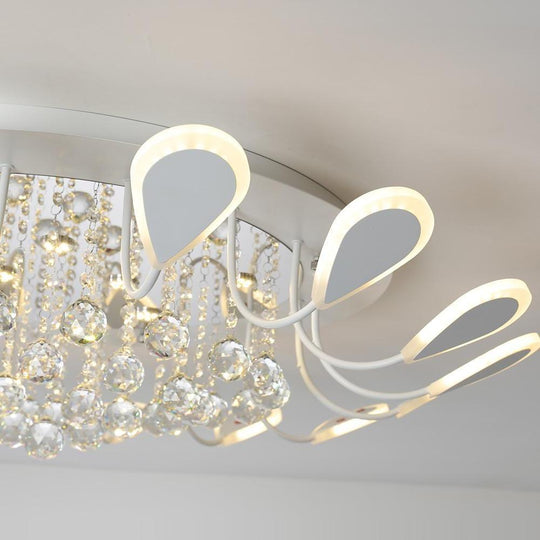 Flower Shaped Dimmable LED Crystal Flush Mount Ceiling Light