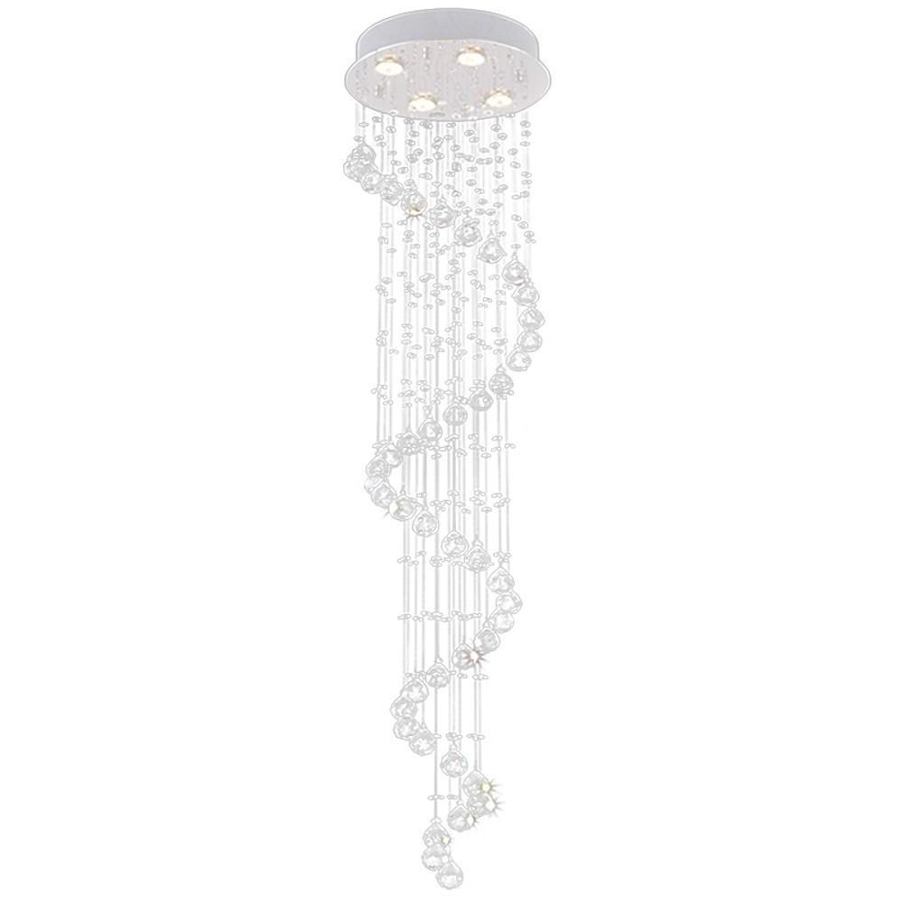Spiraling Modern Crystal Chandelier with Electroplated Metal Finish