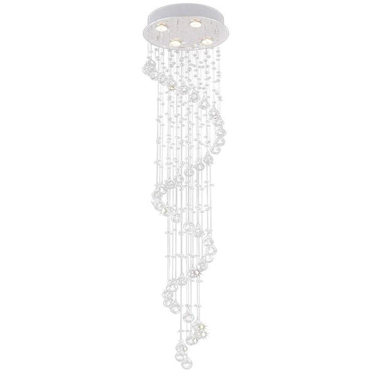 Spiraling Modern Crystal Chandelier with Electroplated Metal Finish
