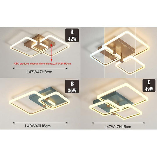 Squares Artistic Dimmable LED Modern Ceiling Light Flush Mount Lamp