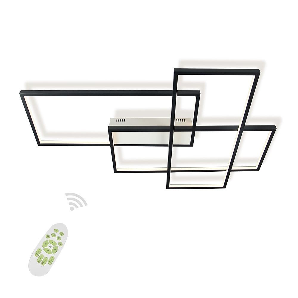Rectangular Hybrid Modern Flush Mount LED Ceiling Light – 3-Tier Contemporary Design