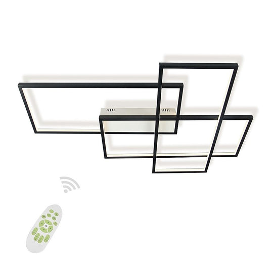 Rectangular Hybrid Modern Flush Mount LED Ceiling Light – 3-Tier Contemporary Design