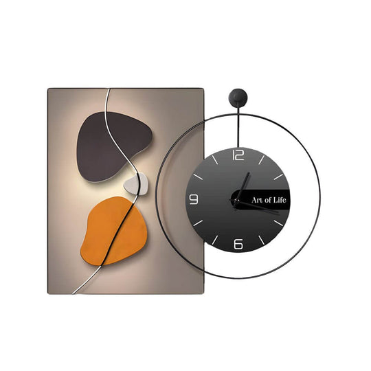 Geometric Silent Wall Clock Canvas Painting Wall Art