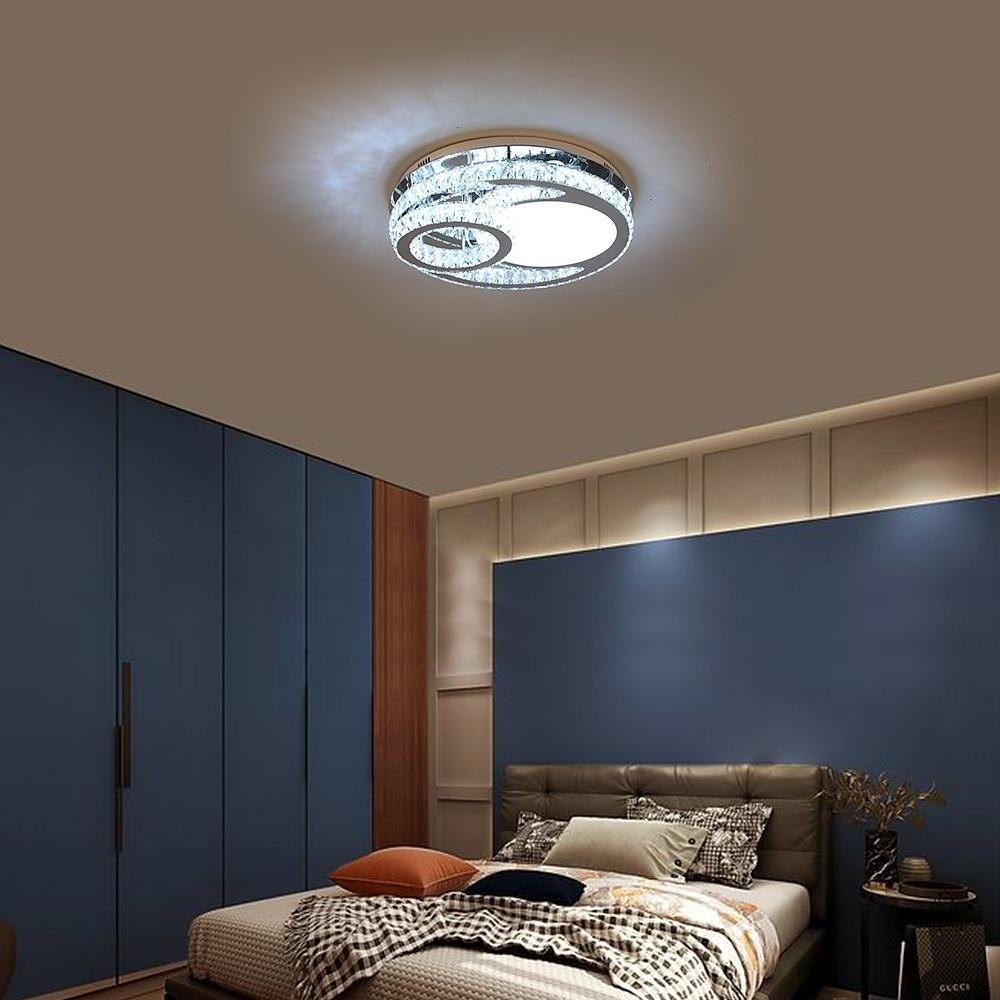 Overlapping Circles Crystal Stainless Steel LED Flush Mount Ceiling Light