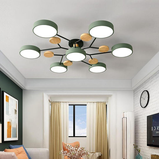 Sputnik – Artistic Metal and Wood Chandelier for Kids Room, Bedroom, and Living Spaces