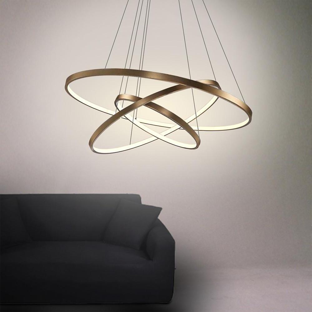 3 Ring Interweaved Circle Design Pendant Lighting Aluminum Acrylic LED Ceiling Light