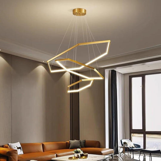 Geometric Ring Electroplated Stainless Steel LED Modern Chandelier Ceiling Lights