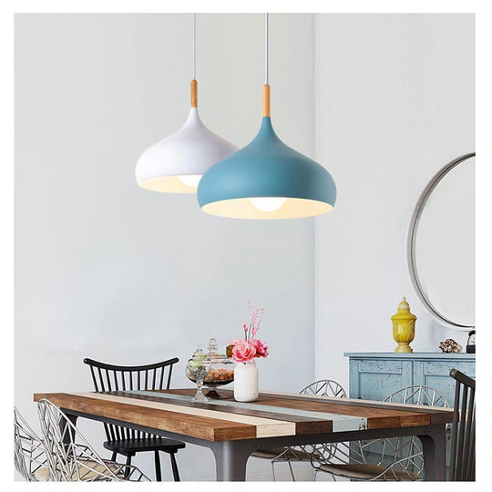 Decorative Cone Metal Wood Pendant Light