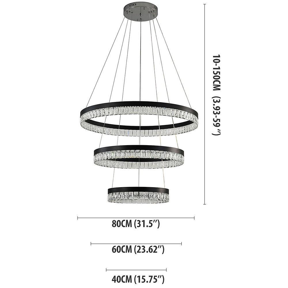 3-Tier Circles LED Crystal Modern Chandelier