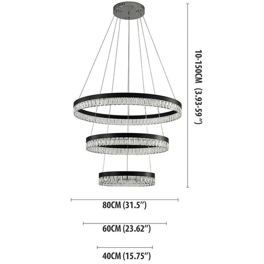3-Tier Circles LED Crystal Modern Chandelier