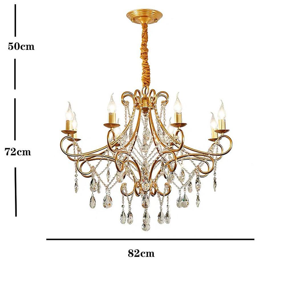 Vintage 8 Light Candle Chandelier with Crystal Accents
