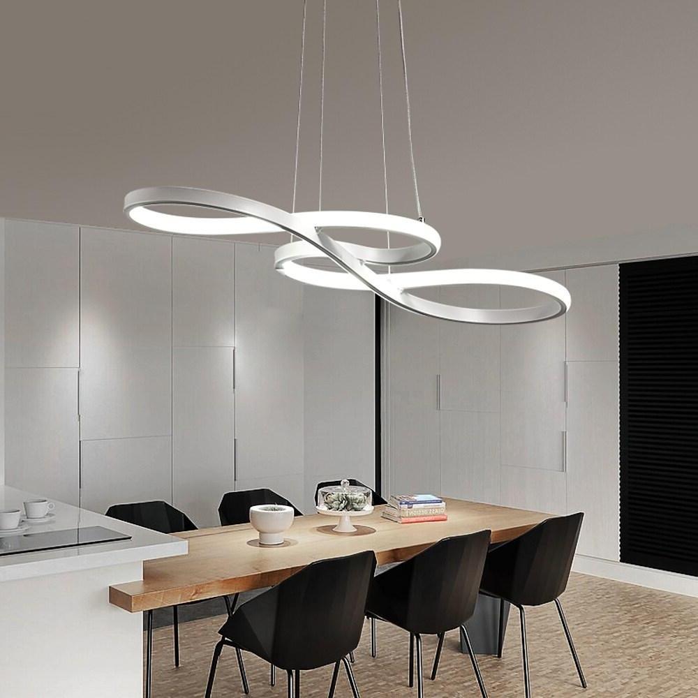 Metal Silica Pendant LED Abstract Curved Strip Chandelier for Dining Room