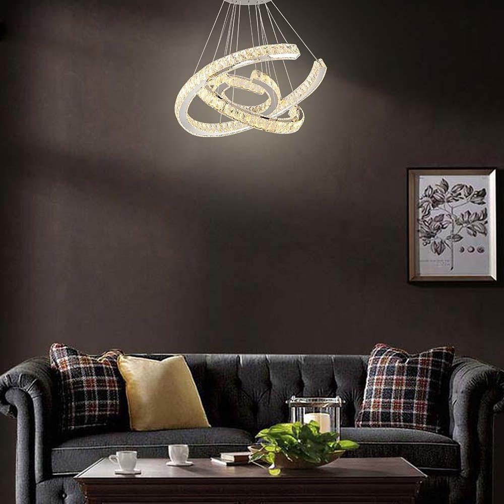 Wave LED Crystal Stainless Steel Chandelier