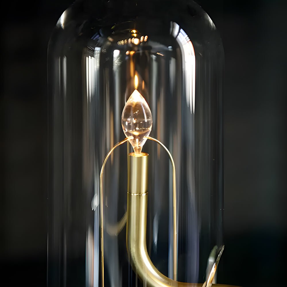 Glass Dome LED Candle Accent Table Lamp