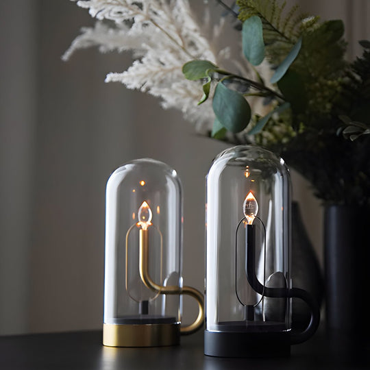 Glass Dome LED Candle Accent Table Lamp