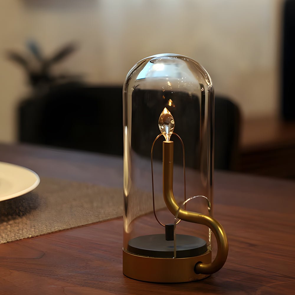 Glass Dome LED Candle Accent Table Lamp