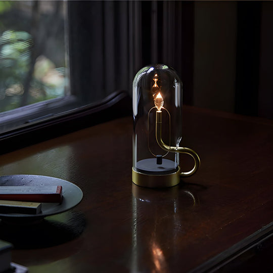 Glass Dome LED Candle Accent Table Lamp
