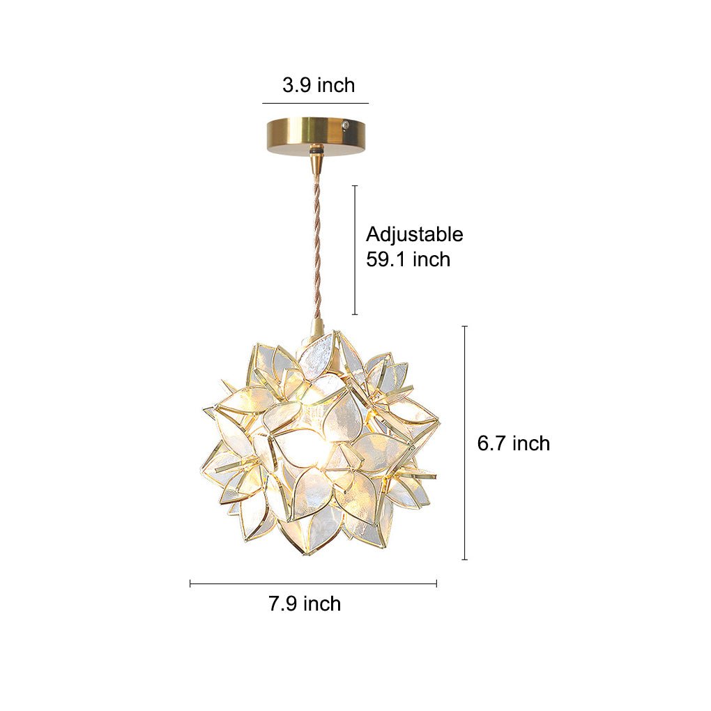Glass Gardenia Petals LED French Style Pendant Light