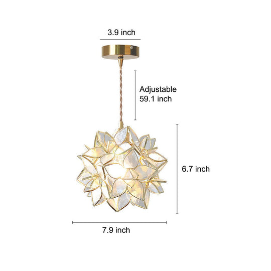 Glass Gardenia Petals LED French Style Pendant Light
