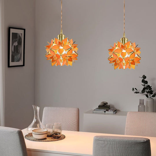 Glass Gardenia Petals LED French Style Pendant Light