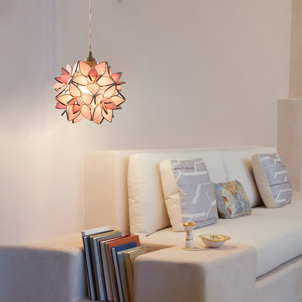 Glass Gardenia Petals LED French Style Pendant Light