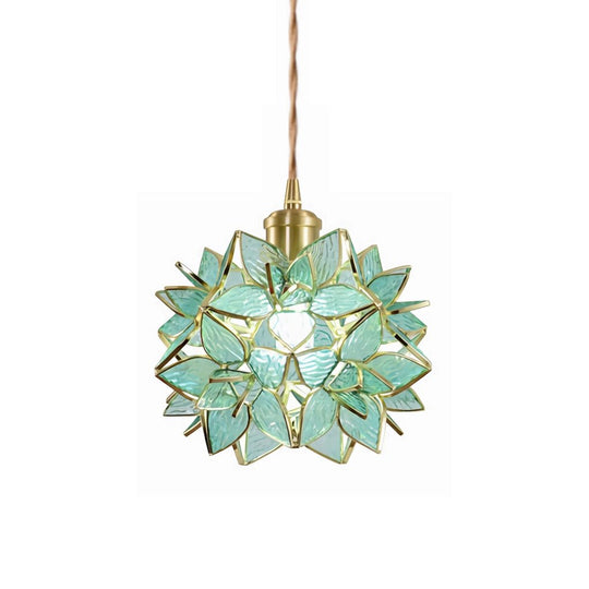 Glass Gardenia Petals LED French Style Pendant Light