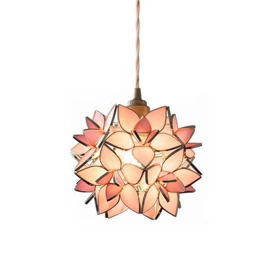 Glass Gardenia Petals LED French Style Pendant Light
