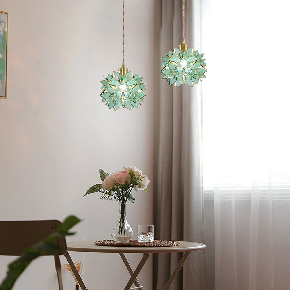 Glass Gardenia Petals LED French Style Pendant Light
