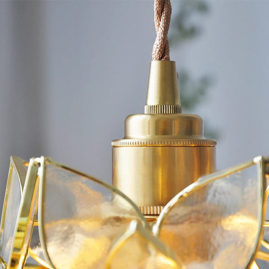 Glass Gardenia Petals LED French Style Pendant Light