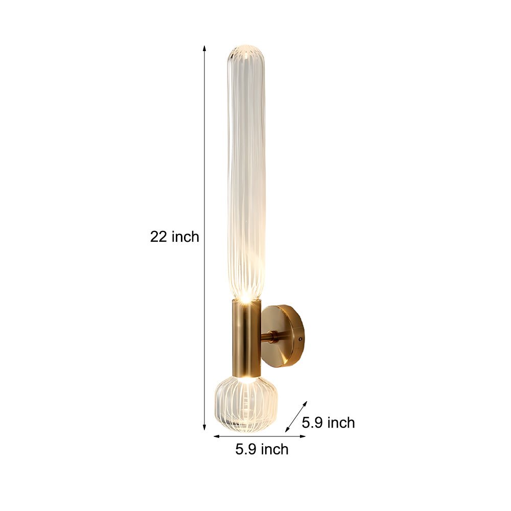 Glass Long Tube Up and Down Lighting Simple Art Postmodern Wall Light Fixture