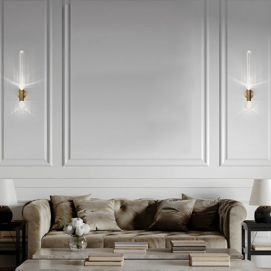 Glass Long Tube Up and Down Lighting Simple Art Postmodern Wall Light Fixture