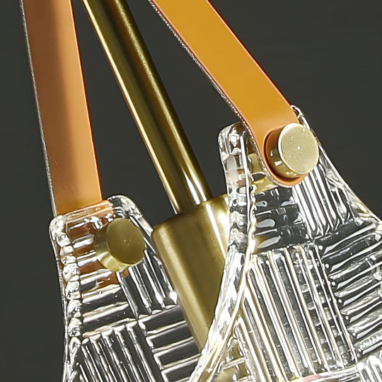 Glass Woven Texture Bag Pendant Lamp with Leather and Copper Accents