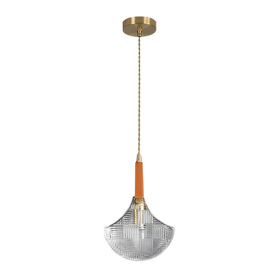 Glass Woven Texture Bag Pendant Lamp with Leather and Copper Accents