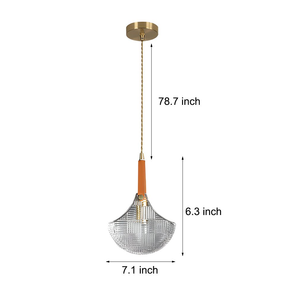 Glass Woven Texture Bag Pendant Lamp with Leather and Copper Accents
