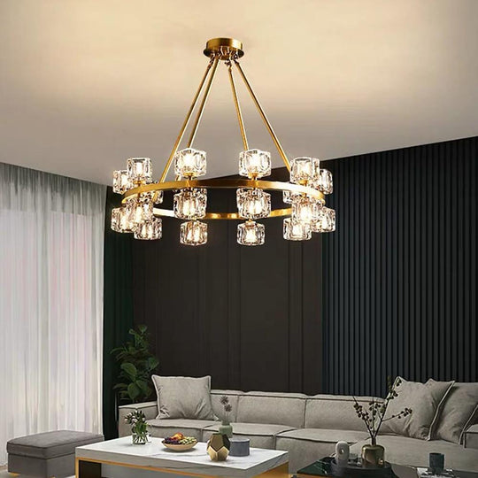 Circles Spotlights Industrial Brass LED Chandelier Ceiling Light