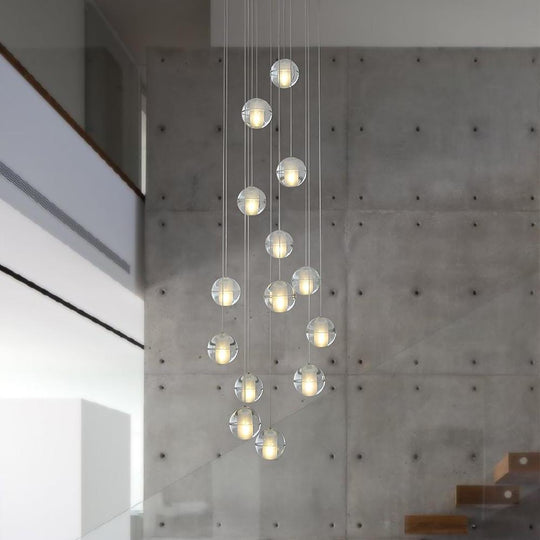 Modern Adjustable 14-Bulb Crystal LED Chandelier – Elegant Artistic Design