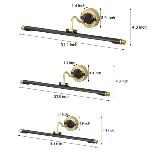 Gold and Black Rotatable Linear LED Bathroom Vanity Light