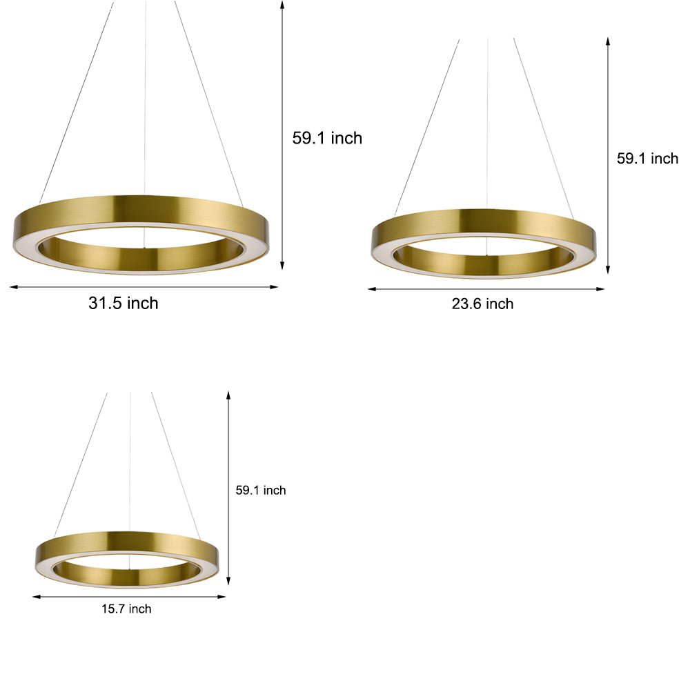 Gold Ring LED Pendant Light – Modern Luxury Suspension