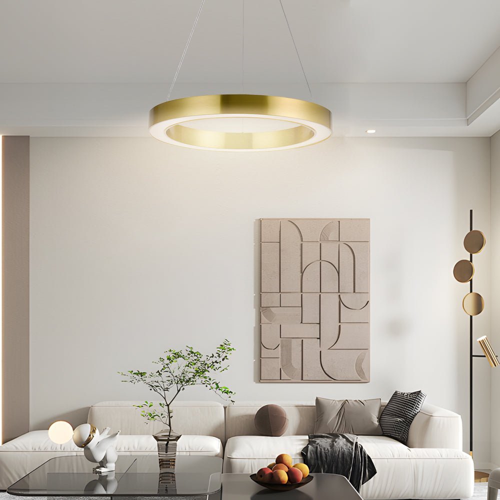 Gold Ring LED Pendant Light – Modern Luxury Suspension